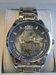 Lige Brand  Watch Skeleton Quartz Wristwatch