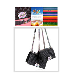 Leather one-shoulder diagonal colorful chain bag