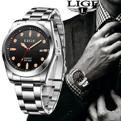 LIGE Brand Luxury Fashion Quatrz Men's Watches Business