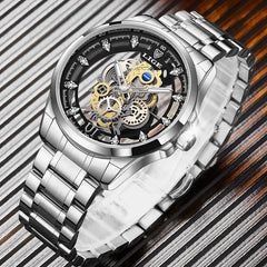 LIGE Men's Wrist Watch Skeleton Hollow Mens Watches