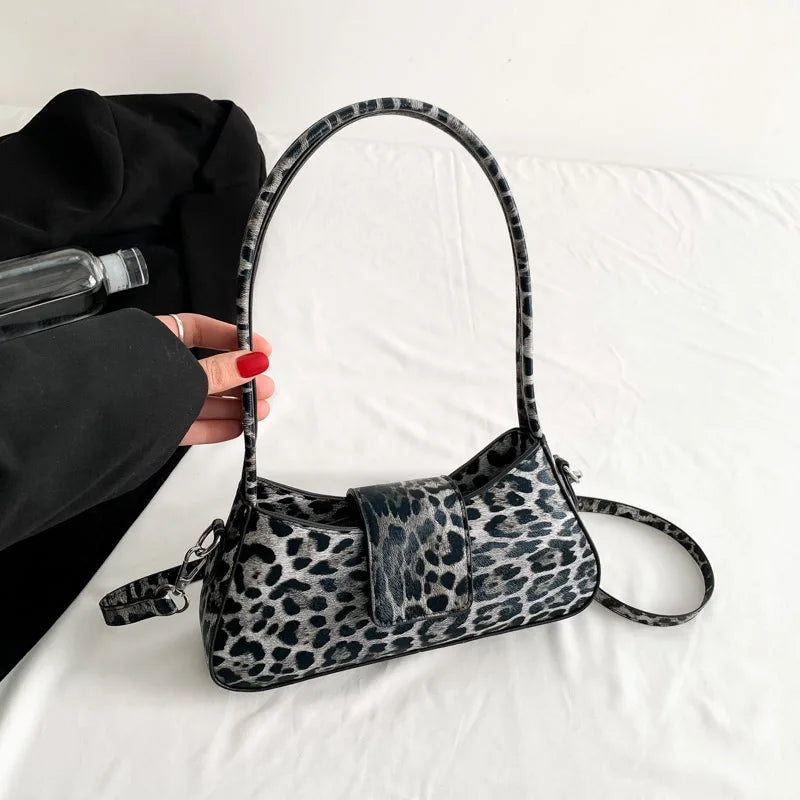 French Style Underarm Bag For Women Brown Black Leopard Handbag Clutch Bag Female Vintage PU Leather Crossbody Bags Versatile | L8 Gifts 