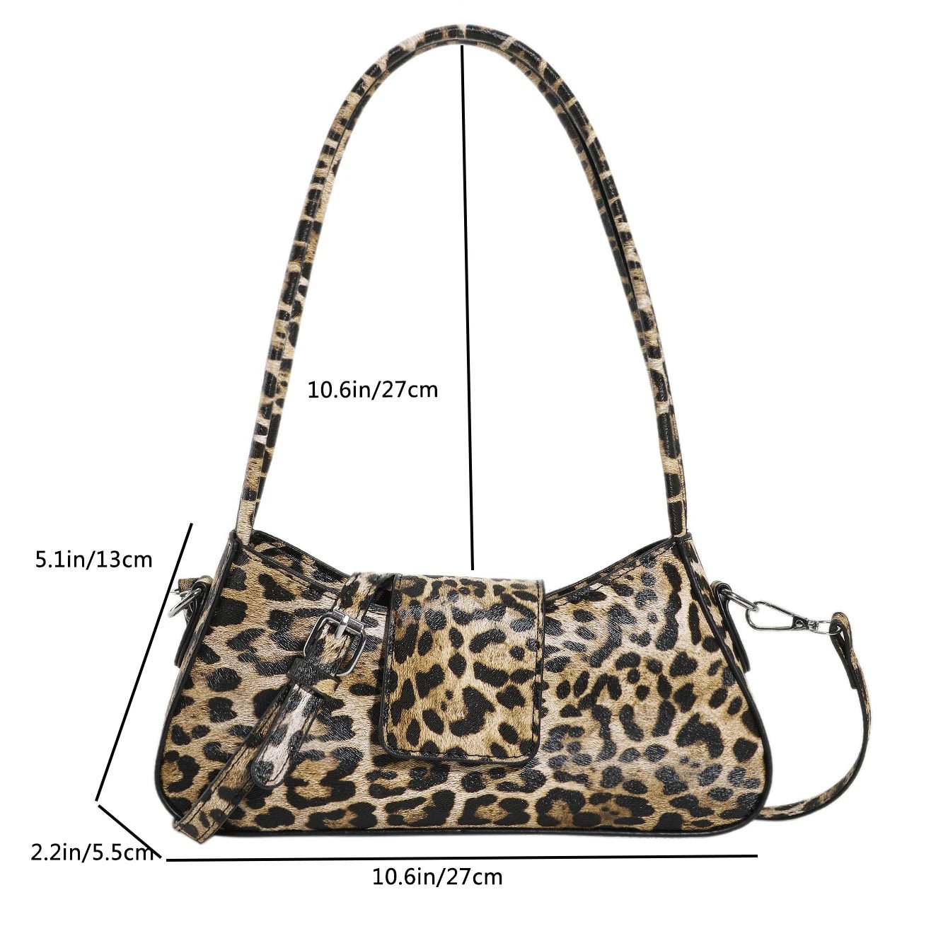 French Style Underarm Bag For Women Brown Black Leopard Handbag