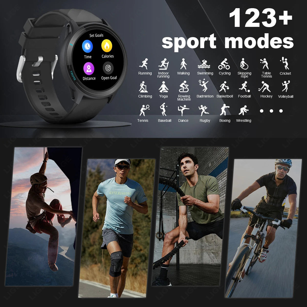 LIGE New Men Smart Watch Heart Rate Blood Oxygen Monitor Bluetooth Call IP68 Waterproof Men's Watches 123+Sports Mode Smartwatch