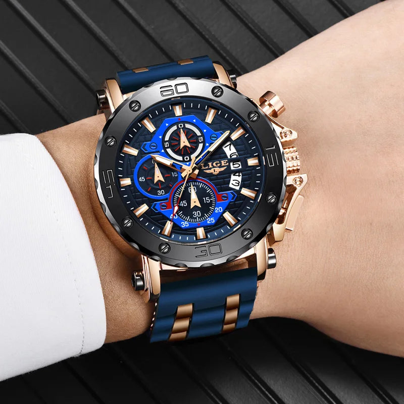 LIGE Men's Wrist Watch Business Chronograph Quartz