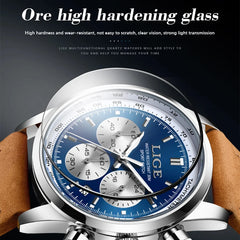 LIGE New Fashion Man Watch Top Luxury Brand Quartz Men's