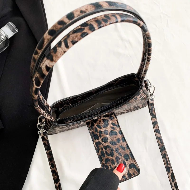 French Style Underarm Bag For Women Brown Black Leopard Handbag Clutch Bag Female Vintage PU Leather Crossbody Bags Versatile | L8 Gifts 