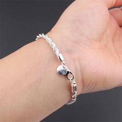 Silver 4MM Women Men chain Male Twisted Rope Bracelets