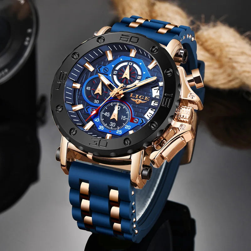 LIGE Men's Wrist Watch Business Chronograph Quartz