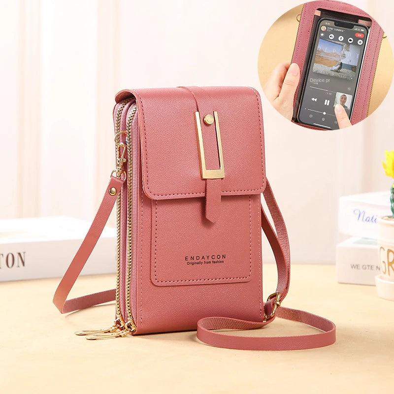 Buylor Soft Leather Women's Bag Touch Screen Mobile Bags Wallets Fashion Women Bags Crossbody Shoulder Strap Handbag Coin Purse | L8 Gifts 