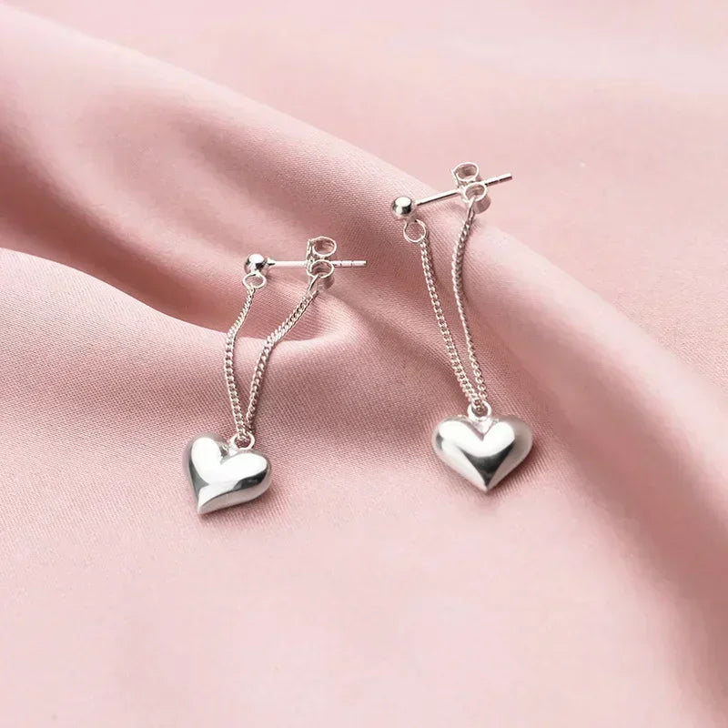 Sterling Silver  Earrings Accessories Gift Heart Earrings