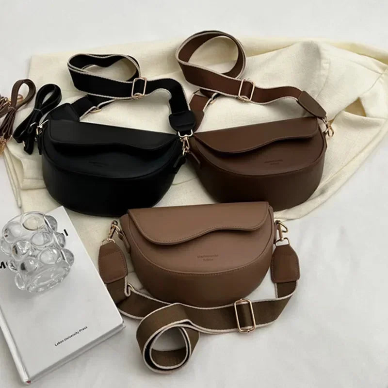 Small Leather Saddle Armpit Bags for Women Summer Chain Shoulder