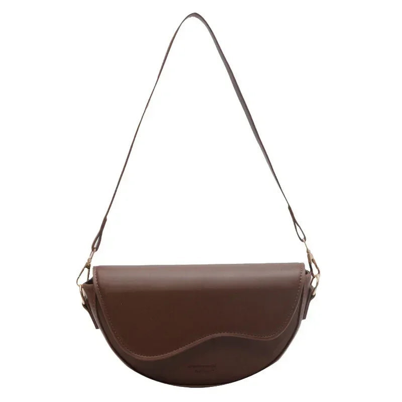 Small Leather Saddle Armpit Bags for Women Summer Chain Shoulder