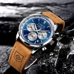 LIGE New Fashion Man Watch Top Luxury Brand Quartz Men's