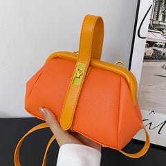 Luxury Designer Women Orange PU Leather Small Handbag Clutch