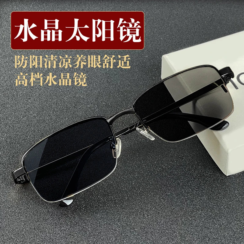 Shatar New Retro Fashion Half Frame Sunglasses Man For Driving Touring Sunshade Sunglasses For UV Protection Metal Half Frame