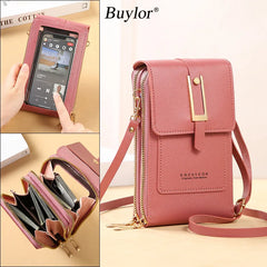 Buylor Soft Leather Women's Bag Touch Screen Mobile Bags Wallets Fashion Women Bags Crossbody Shoulder Strap Handbag Coin Purse | L8 Gifts 