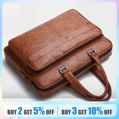 PU Leather Shoulder Bag Large Capacity Portable Casual and Waterproof Crossbody Document Bag for Men