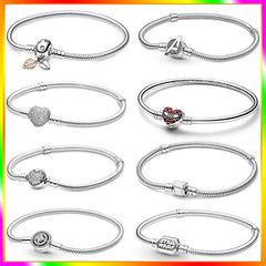 Sterling Silver Snake Chain Charm Bracelet Fits