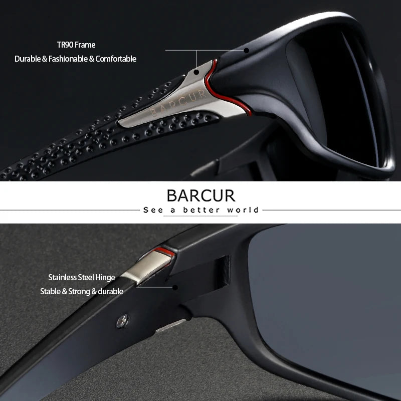 BARCUR Sport TR90 Material Sunglasses Frame Polarized Men