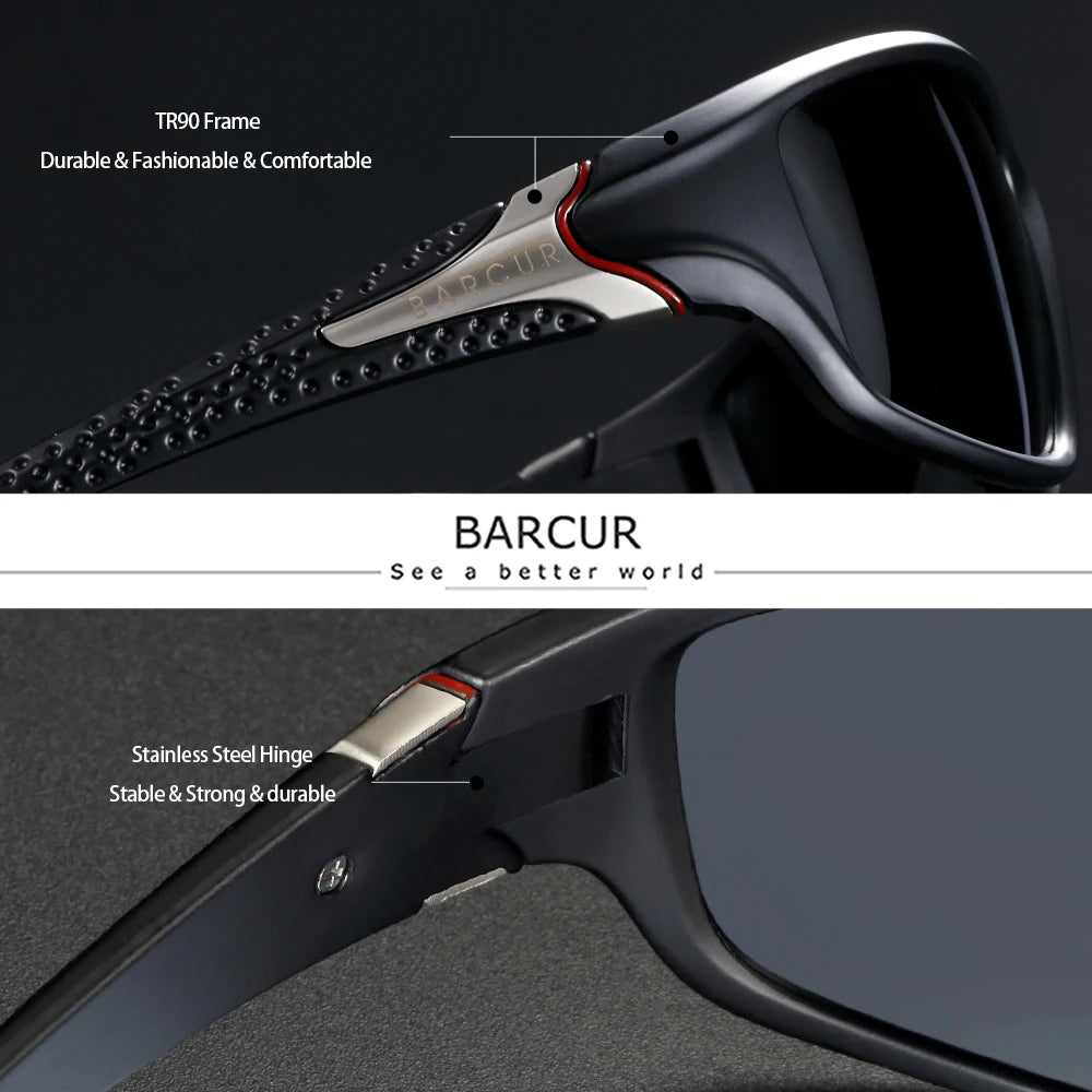 BARCUR Sport TR90 Material Sunglasses Frame Polarized Men