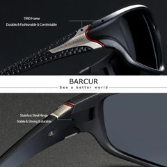 BARCUR Sport TR90 Material Sunglasses Frame Polarized Men