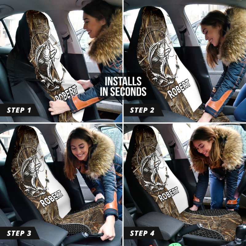 Personalized Car Seat Covers - Crazy Fish (2pcs, universal fit)